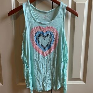 Teal hearted tank top